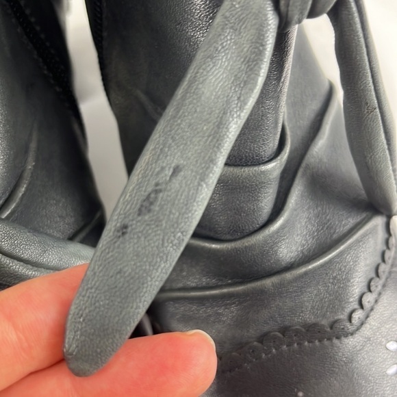 Marc Grey & Black Leather Booties w/ Eyelet Embellishments - Picture 6 of 13